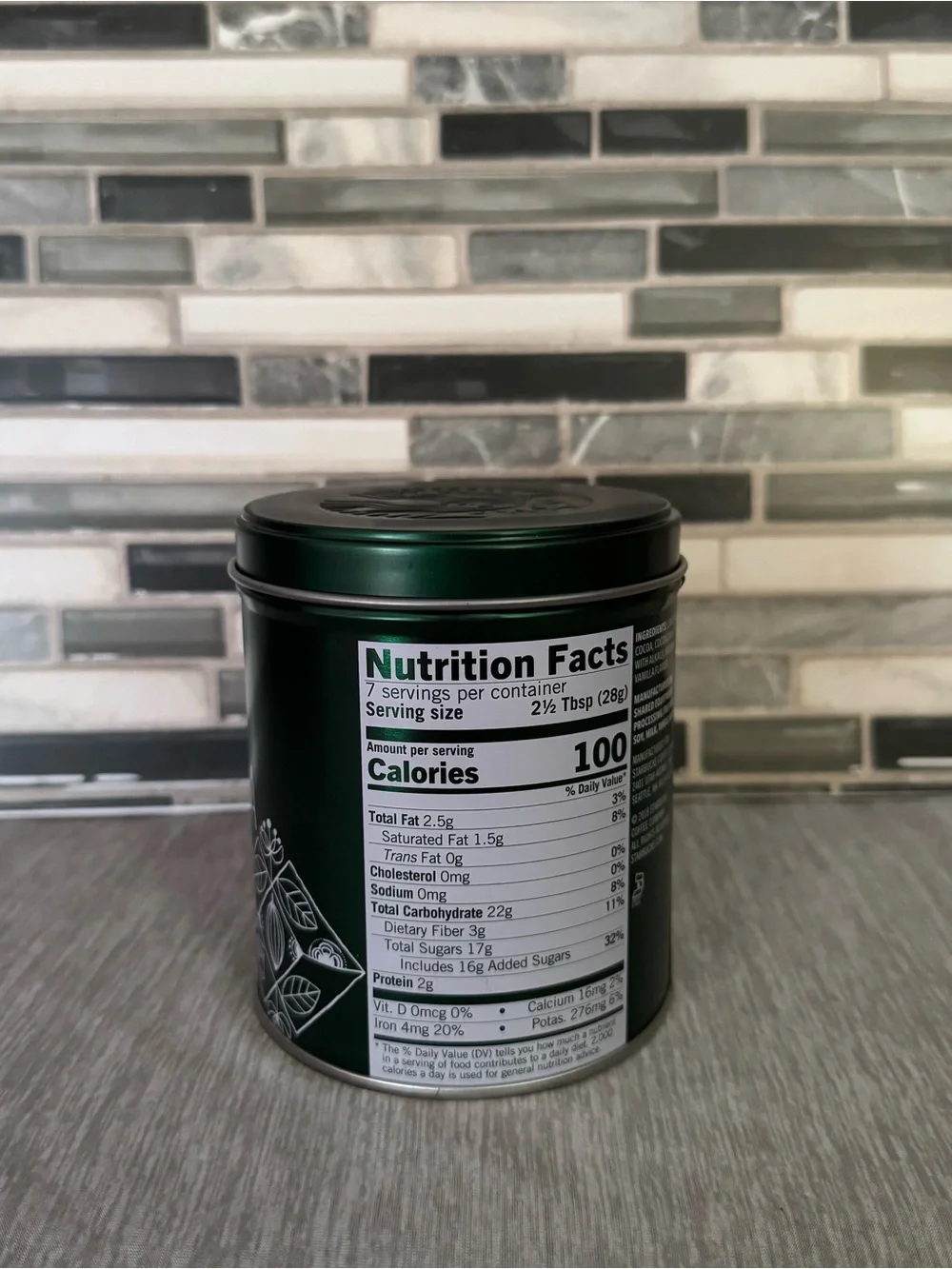 Rare Starbucks Metallic Green Hot Cocoa Storage Tin Canister (Empty)